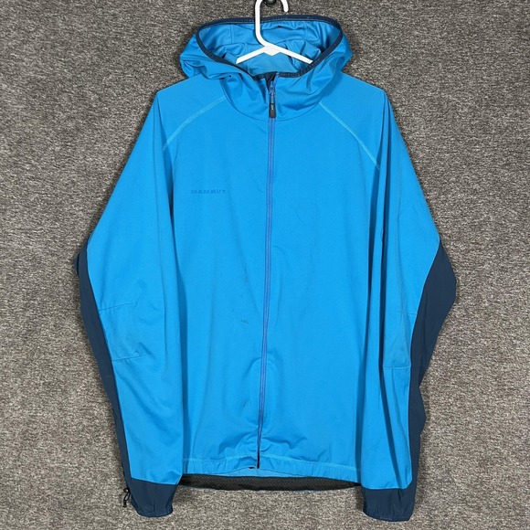 Mammut Softshell Jacket Mens‎ 2XL Blue Hooded Full Zip Stretch Outdoor Hiking